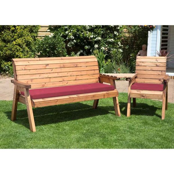 4 Seater Companion Set with Burgundy Cushions | Angled